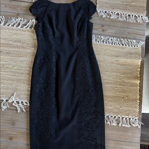 Maggy London Black Midi Dress with Lace Details